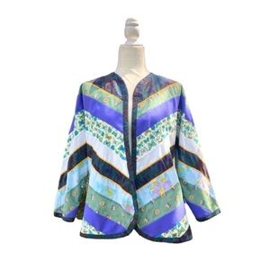Vintage Purple, Teal & Blue Patchwork Jacket